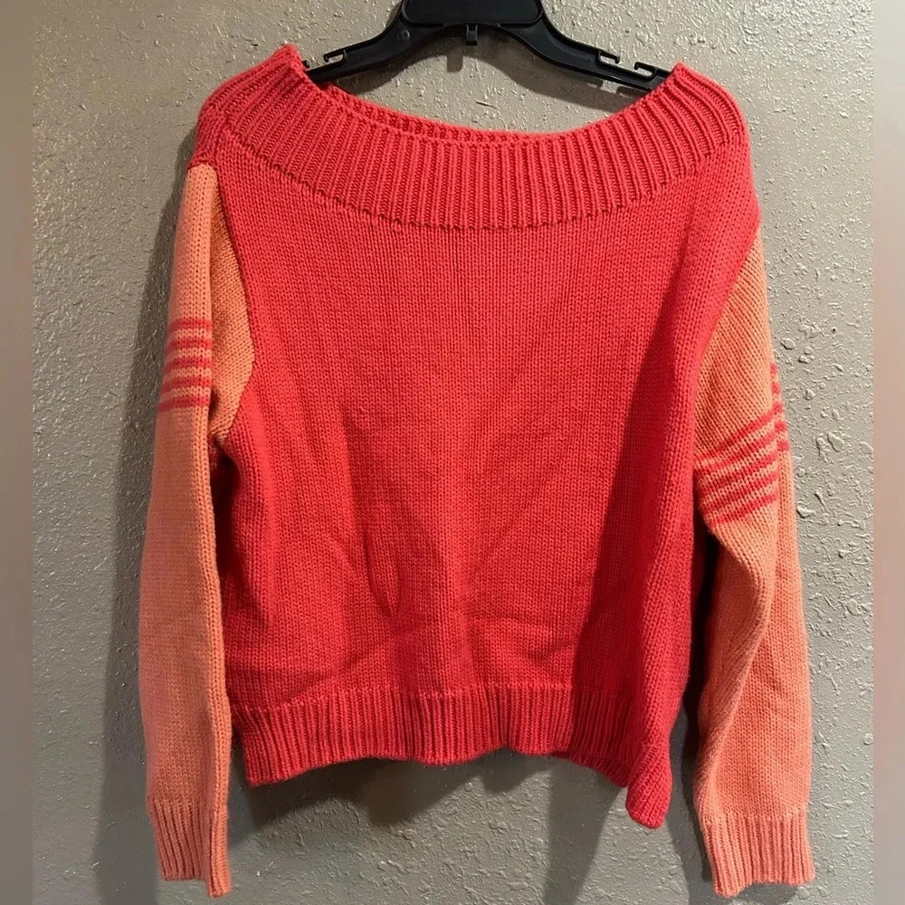 Judith March Wide Collar Pink Sweater Size Small